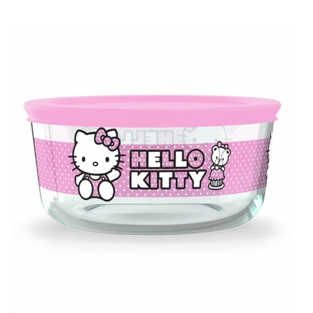 Pyrex ‘Hello Kitty’ Round Glass Container with Lid, 4 cups